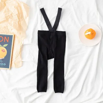 Kojenecké bavlněné žerzejové kamaše s kšandami Barva: Černá, Velikost: 6-12 měsíců