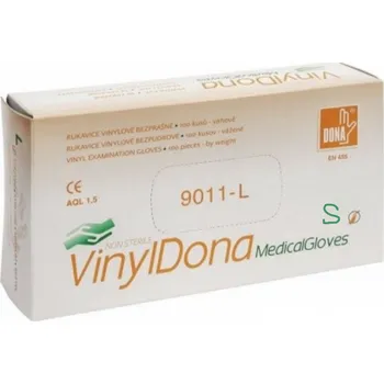 Rukavice na úklid Dona Vinyldona rukavice vinylové nepudrované bezprašné, velikost S 100 kusů v krabici