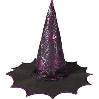 Karnevalový doplněk Rappa Čarodějnice klobouk pro dospělé 39 cm černý/fialový
