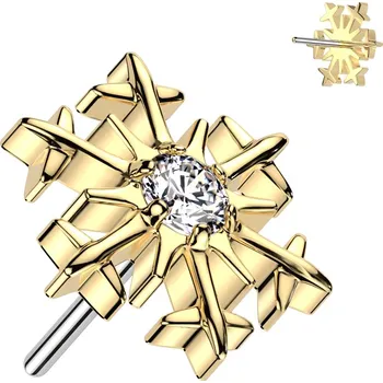 Piercing Atreya Titanová bezzávitová koncovka Snow Barva: Zlatá / Čirá