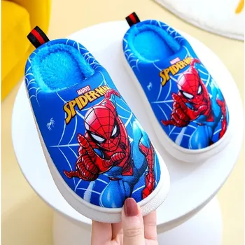 Dívčí obuv Dětské zateplené pantofle Spiderman Barva: modrá, Velikost: 32-33 (20,5 cm)