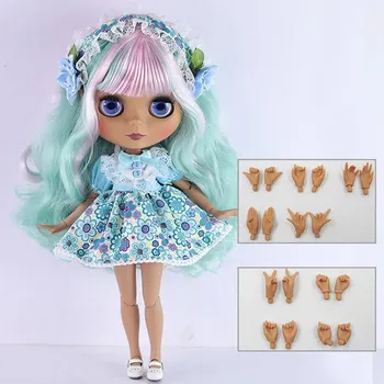 Čína Panenka s flexibilnímy klouby a pohyblivýma očima a s moderním účesem (30 cm) Barva: full set with h. v modrých šatech
