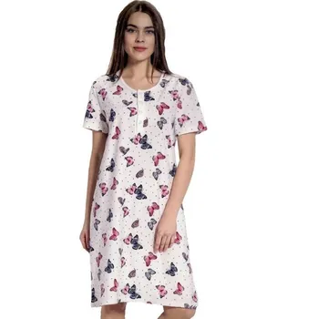 Dámská noční košile La Penna K13024 dámská noční košile bílá s motýlky