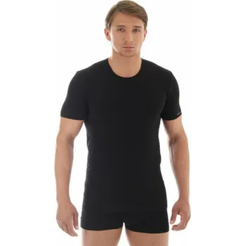 Pánské tričko Brubeck pánské bavlněné tričko s krátkým rukávem Comfort, černé, velikost S (SS00990A)