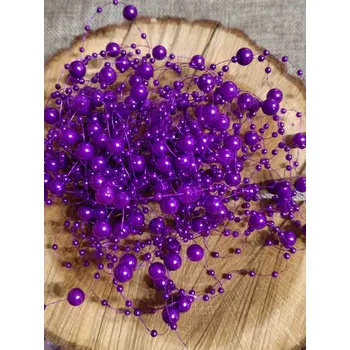 Korálek Perly na silonu Ø7 mm délka 130 cm barva fialová
