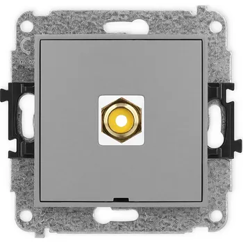 Elektrická zásuvka KARLIK Zásuvka RCA typ cinch, žlutý, pozlacený, bez popisového pole Barva: Matná šedá