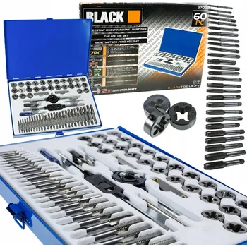 Závitořezný nástroj Black Závitníky a očka metrické, velikosti M3-M10, sada 60ks