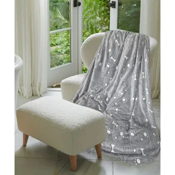 deka Deka svítící Tlapky šedá, 150x200 cm