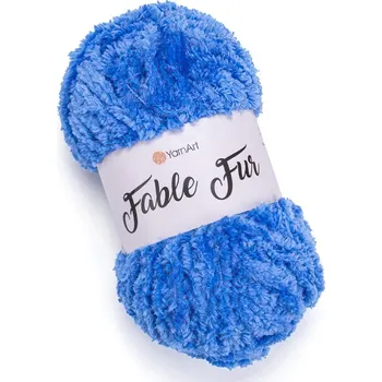 Příze Pletací příze YarnArt FABLE FUR 974 modrá, efektní, 100g/100m