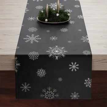 ubrus My Best Home Snowflake vánoční běhoun 40 x 140 cm černý/stříbrný