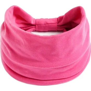 Čelenka V&V Široká sportovní čelenka s uzlem - reflexní růžová barva