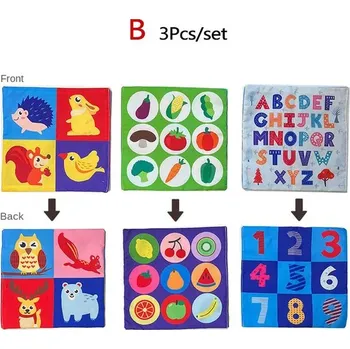 Dřevěná hračka Montessori hračky - dětské ubrousky s potiskem Barva: 3 ubrousky B