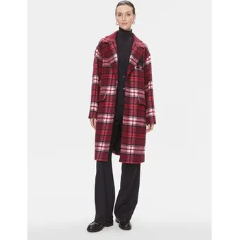 Dámský kabát Tommy Hilfiger Vlněný kabát Imd Tartan WW0WW39761 Červená Relaxed Fit 42