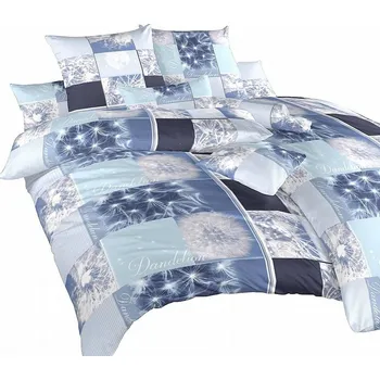 Povlečení DADKA VRACOV Pampelišky 3D modré flanel 140 x 200, 70 x 90 cm zipový uzávěr