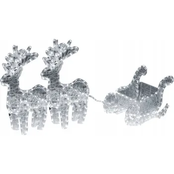 Vánoční dekorace Svítící LED sob se sáněmi akrylátový 150cm studená bílá