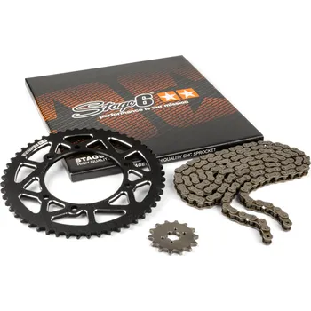 Řetězová sada 14x53 - 420 Stage6 alu CNC černá Derbi Senda X-treme