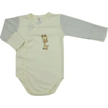 Kojenecký body Kojenecké body zavinovací + přehrnovací rukávky smetanová - vel. 68 žirafka
