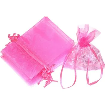 Svatební dekorace Organza 9x12 cm - PINK - RŮŽOVÁ