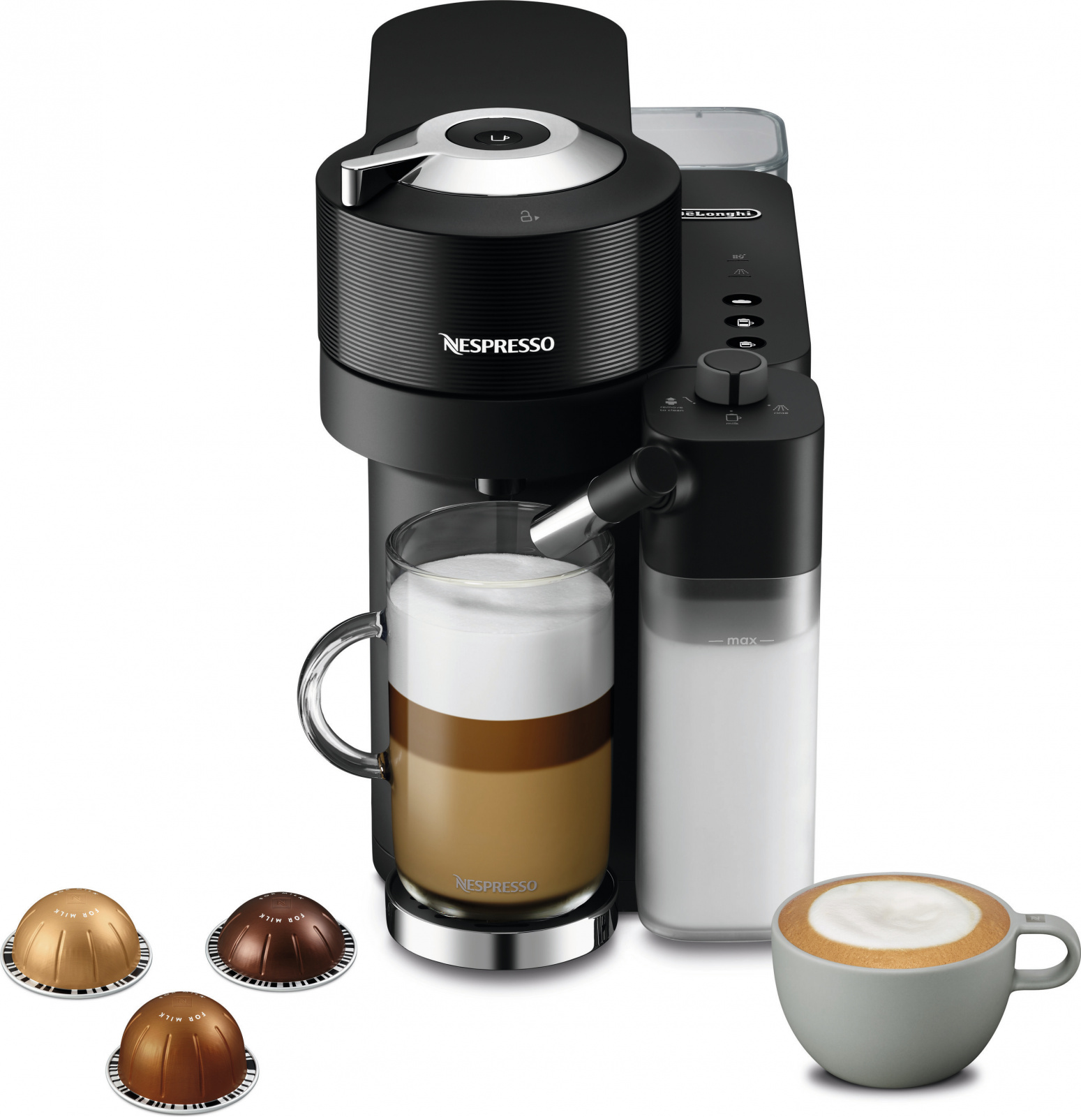 Machine à Café Nespresso Vertuo Lattissima De'Longhi - Automatique Avec Mousseur à Lait, 5 Tailles, 1500W Noir