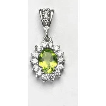 Přívěsek Stříbrný přívěsek Kate přírodní olivín - P1507 (Stříbrný přívěsek s olivínem 8 x 6 mm)