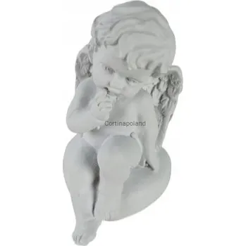 Vánoční dekorace Sádrový anděl na srdíčku 8,5cm