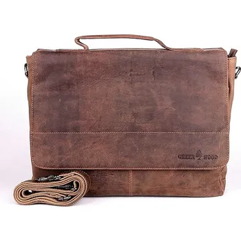Kabelka Velká dvouoddílová pánská kožená aktovka - taška GreenWood 19195, hnědá, na A4