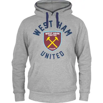Pánská mikina WEST HAM UNITED FC Mikina West Ham United FC, šedá, kapuce, klokaní kapsa Velikost: S