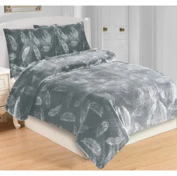 Povlečení JAHU Peříčka světle šedé 140 x 200, 70 x 90 cm zipový uzávěr