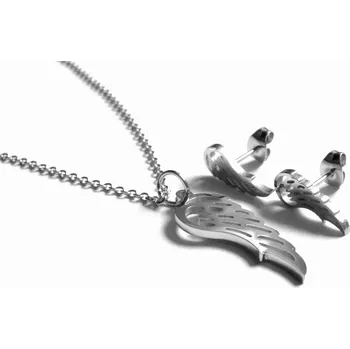 Souprava šperků Steel Jewelry Set náhrdelník a náušnice andělská křídla z chirurgické oceli SET130140 dárkové balaní zdarma