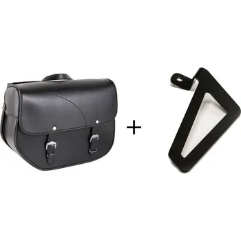 Zavazadlo na motocykl Kožená sedlová brašna CUSTOMACCES SANT LOUIS APS005N černý left, with universal support