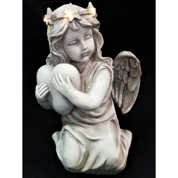 Vánoční dekorace Veselý andílek figurka 20cm svítící LED
