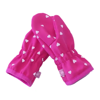 Rukavice Fantom Softshellové rukavice s FLEECEM - růžové s reflexními srdíčky velikost rukavic: 2