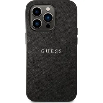 Pouzdro na mobilní telefon Guess Saffiano kožený kryt pro iPhone 14 PRO Barva: Černá
