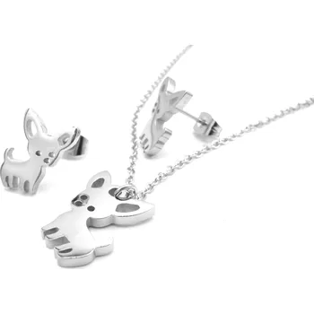 Souprava šperků Steel Jewelry Set náhrdelník a náušnice Čivava z chirurgické oceli SET090120 dárkové balení zdarma