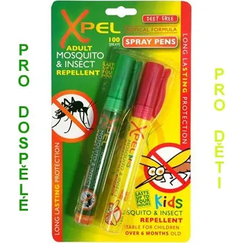 Přípravek proti hmyzu XPEL ADULT + KIDS Repelent spray Pera 2x10 ml