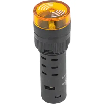 LED kontrolka s bzučákem AD16-16SM, pro průměr otvoru 16mm Žlutá 220-250 V AC