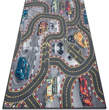 Koberec Makro Abra REBEL ROADS Racers 97 Ulice auta protiskluzový šedý 95x133 cm