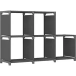 vidaXL Výstavní police s 5 přihrádkami šedá 103 x 30 x 72,5 cm textil