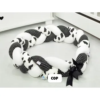 Dětská postýlka Mantinel cop pletený černé mráčky