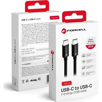 Datový kabel kabel Typ C až Typ C QC4.0 3A/20V PD60W C338 3m black