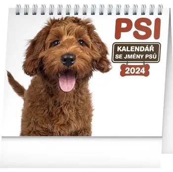 Kalendář Stolní kalendář Psi - se jmény psů 2024, 16,5 x 13 cm