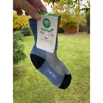 Pánské ponožky Merino ponožky 70% ovčí vlny (volný lem pro děti) - modrá se šedou, Surtex Varianty: 20/23