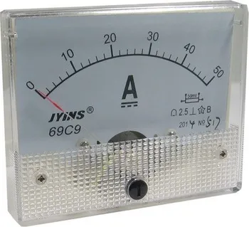 Analogový panelový ampérmetr 69C9 50 A DC bez bočníku