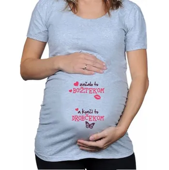 Šedé těhotenské tričko Začalo to polibkem SK