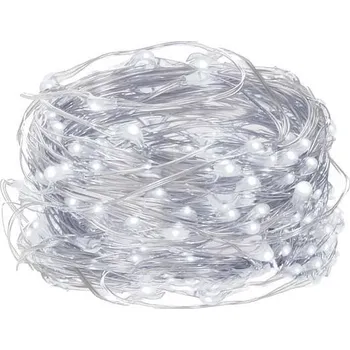 Vánoční dekorace Springos vánoční světýlka řetěz na drátku studená bílá 100 LED