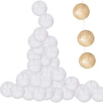 Vánoční dekorace Springos bavlněné koule 30LED bílé