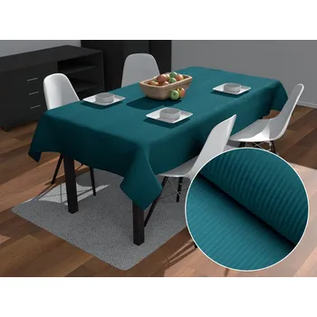 ubrus Damaškový obdélníkový ubrus Atlas Gradl DM-014 Sytě petrolejový - tenké proužky 3 mm 50x100 cm