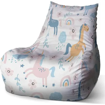Sedací pytel Sablio Sedací vak Bean Duhoví jednorožci - 60 x 70 x 70 cm
