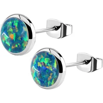 Náušnice Šperky4U Ocelové náušnice s opálem 8 mm - NB2-OP02