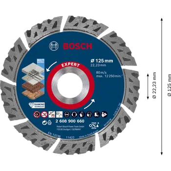 úhlová bruska Diamantový řezný kotouč Bosch EXPERT MultiMaterial Dostupné varianty: Diamantový řezný kotouč Bosch EXPERT MultiMaterial 125x22,23 mm